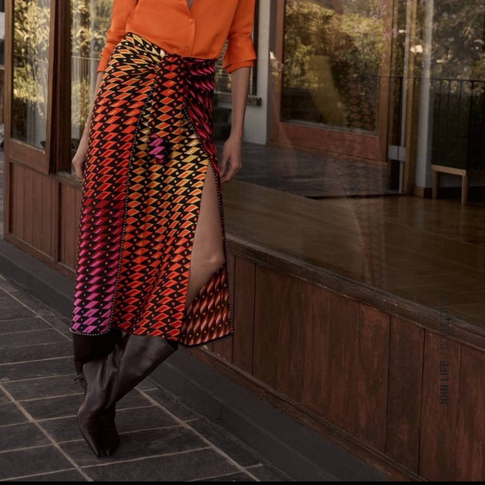 High waisted printed midi skirt | Zara | Size Small